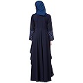 Polka dotted asymmetrical dress abaya- Navy Blue Polka dotted asymmetrical dress abaya- Navy Blue
